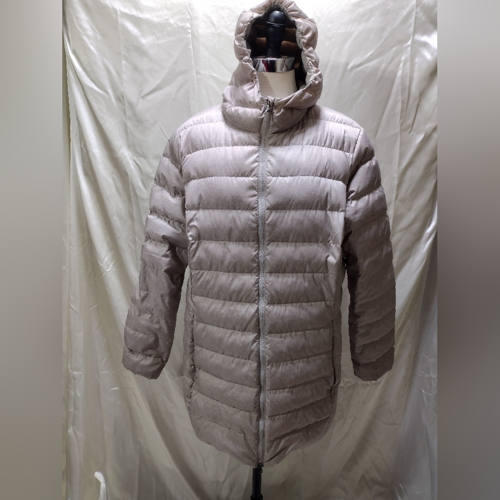 Eddie Bauer EB650 Size XL Womens Oatmeal Down Full Zip Puffer Jacket